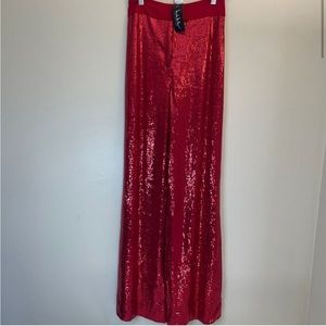 Nicole miller Red sequin high waist pants